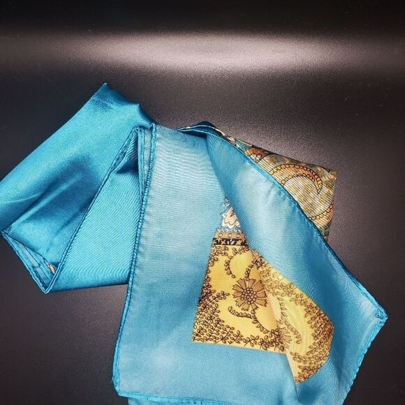 TEAL Paisley scarf shawl wrap luxury accessory - Picture 5 of 6